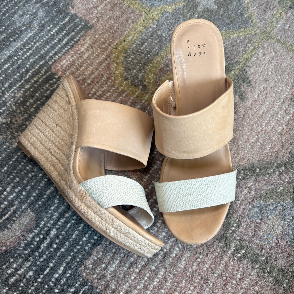 A New Day Tan and Cream Wedges for Effortless Style